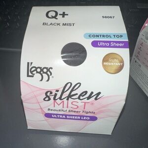 L'eggs Silken Mist Pantyhose Ultra Sheer Control Top, Size Q+ BLACK MIST 98067
